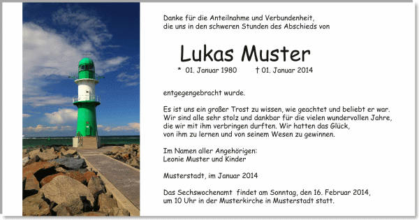  Danksagungskarten Trauer