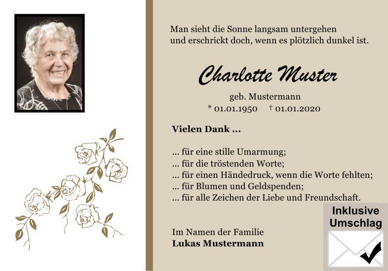  Danksagungskarten Trauer