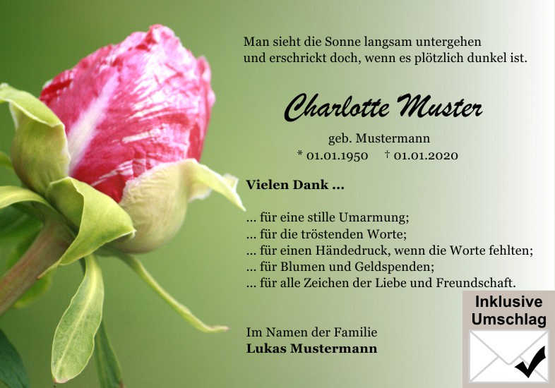  Danksagungskarten Trauer