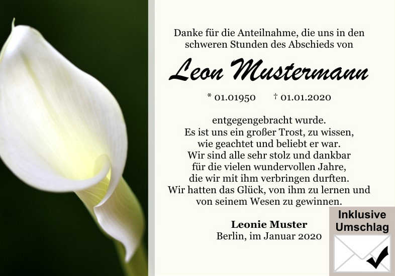  Danksagungskarten Trauer