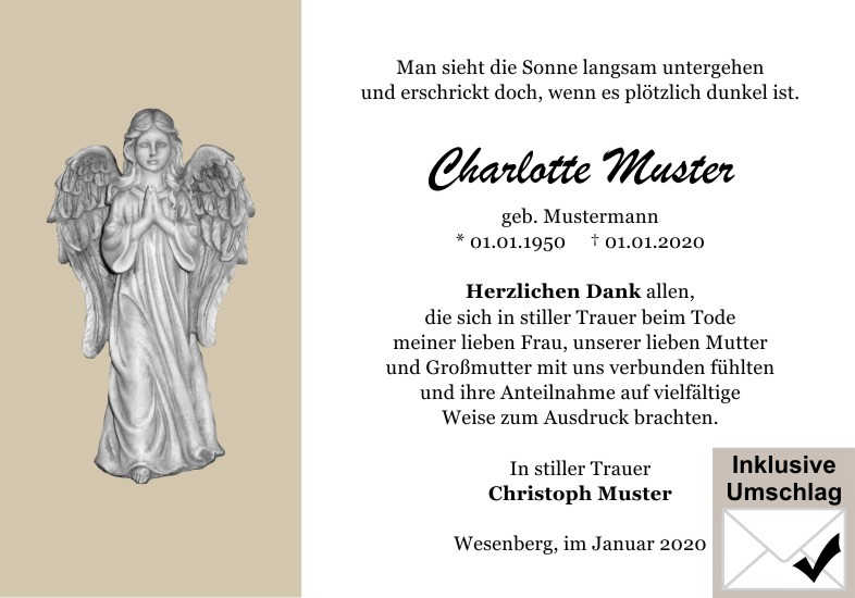  Danksagungskarten Trauer