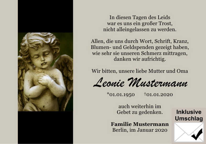  Danksagungskarten Trauer