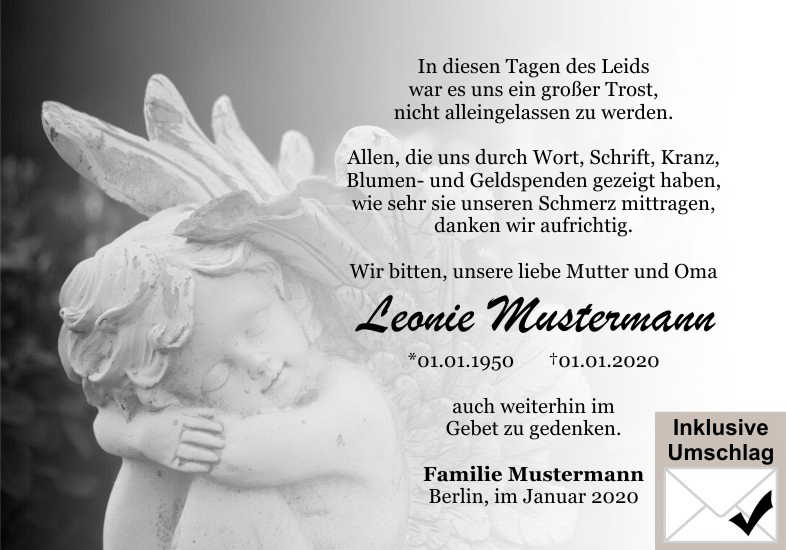  Danksagungskarten Trauer