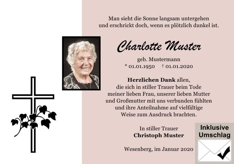  Danksagungskarten Trauer