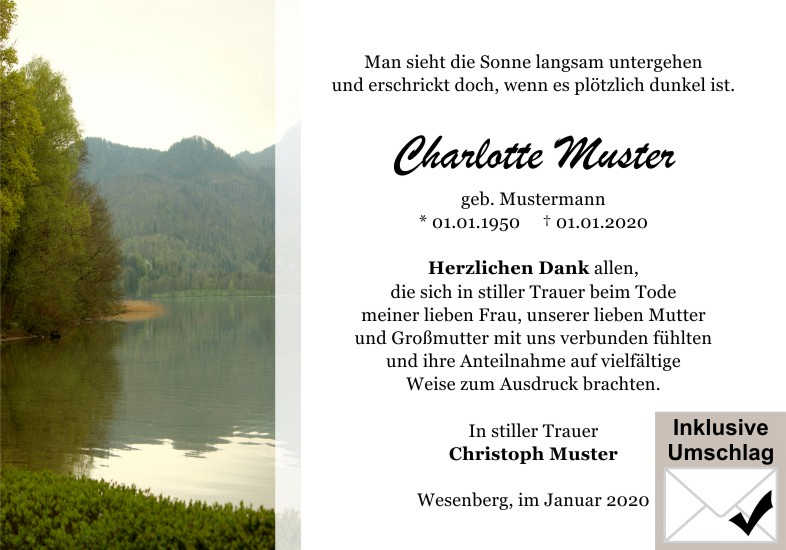  Danksagungskarten Trauer