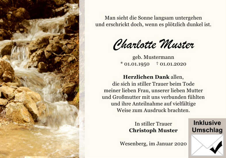  Danksagungskarten Trauer