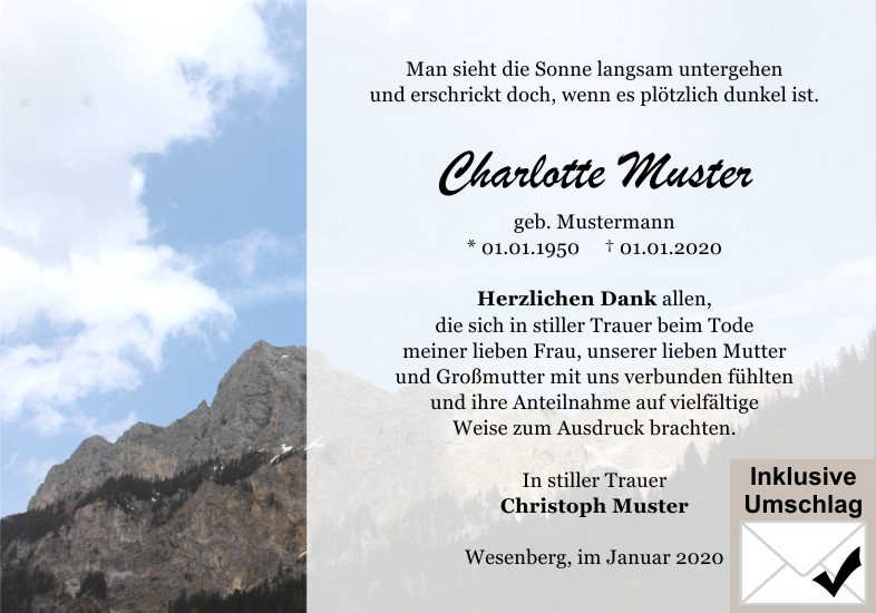  Danksagungskarten Trauer