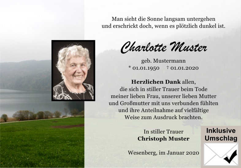 Danksagungskarten Trauer