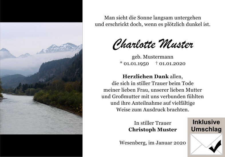  Danksagungskarten Trauer