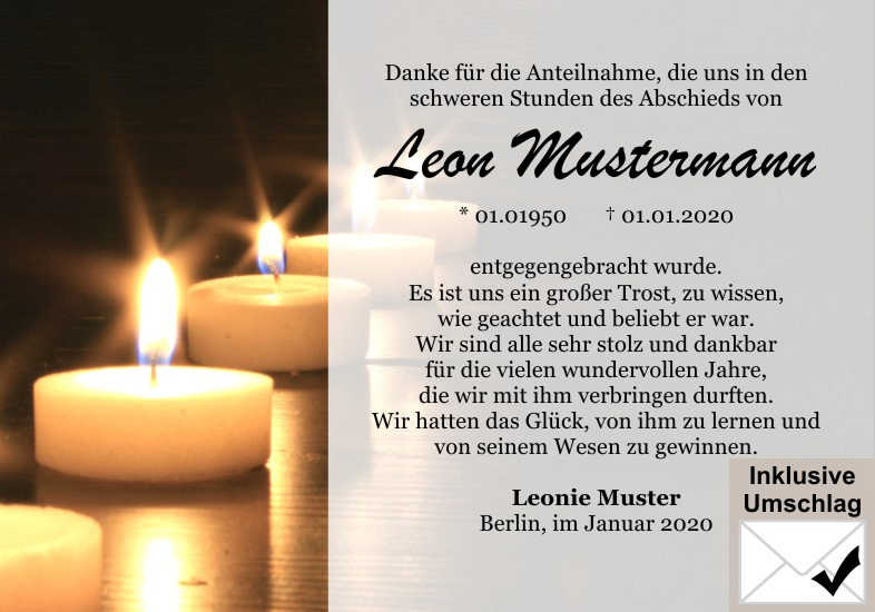  Danksagungskarten Trauer