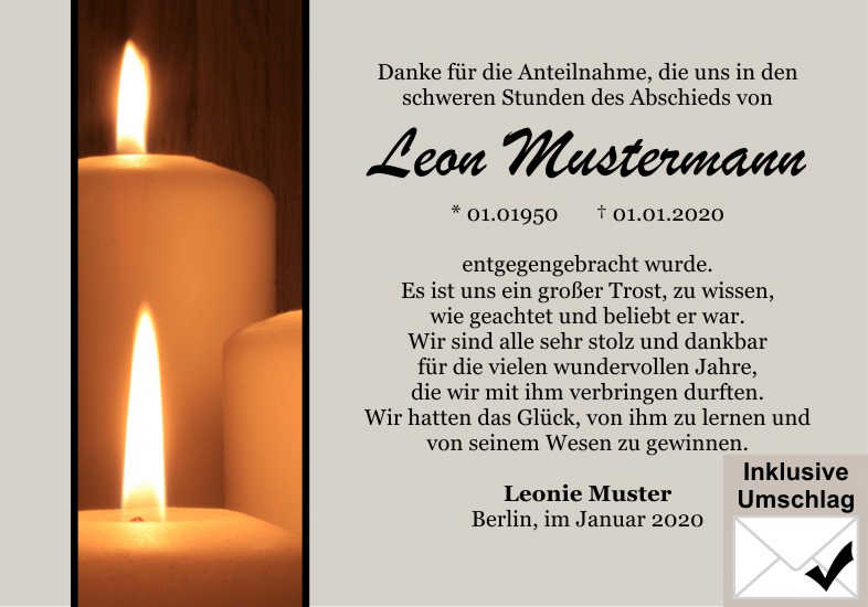 Danksagungskarten Trauer