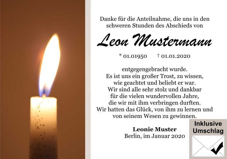  Danksagungskarten Trauer