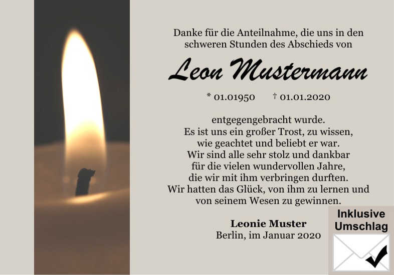  Danksagungskarten Trauer