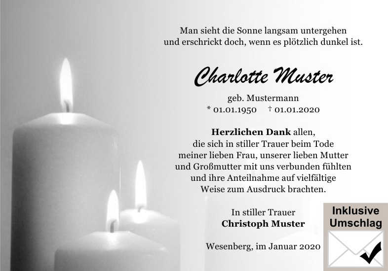  Danksagungskarten Trauer