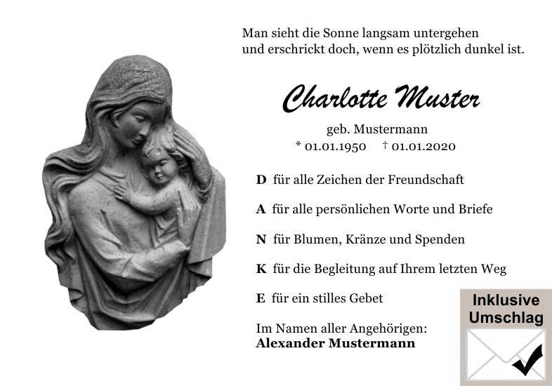  Danksagungskarten Trauer