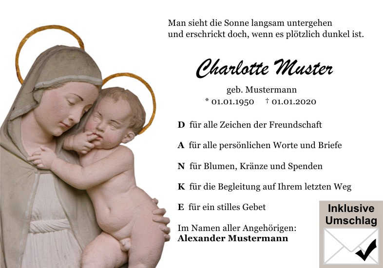  Danksagungskarten Trauer