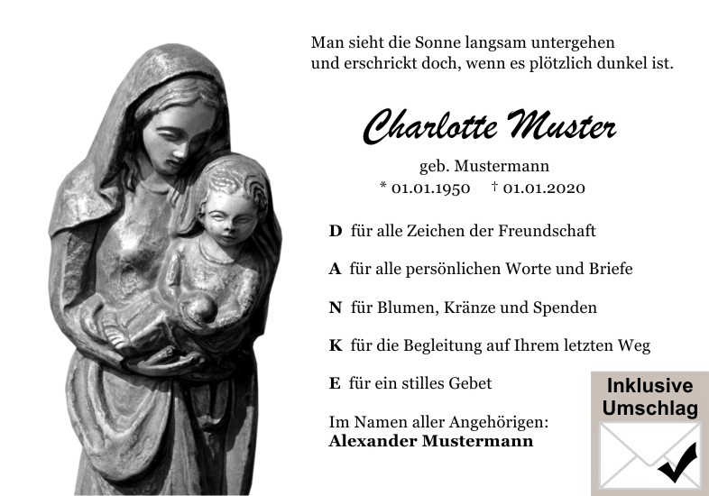  Danksagungskarten Trauer