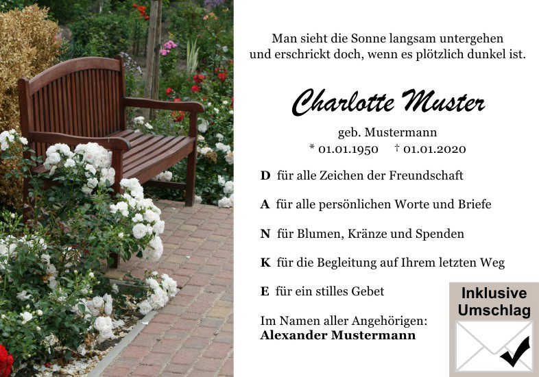  Danksagungskarten Trauer