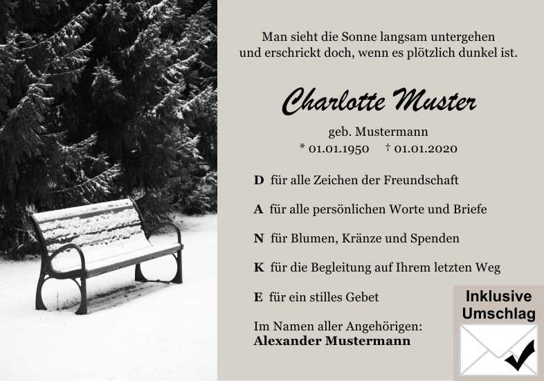  Danksagungskarten Trauer