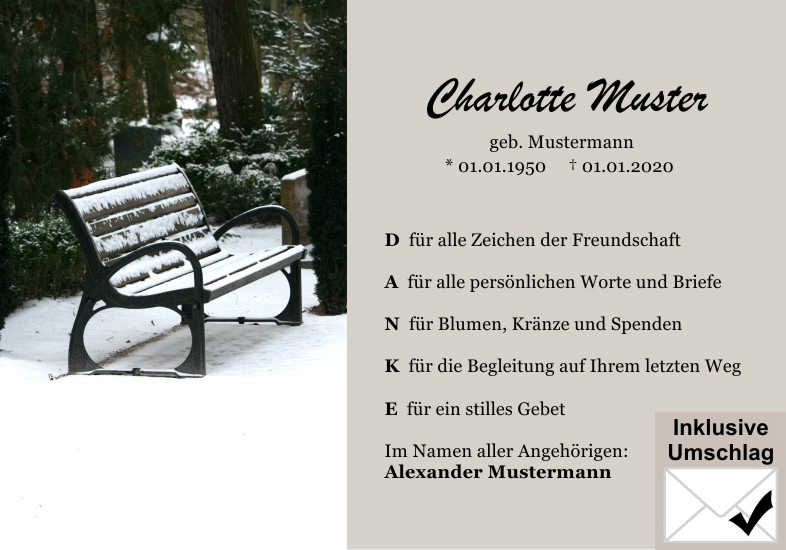  Danksagungskarten Trauer