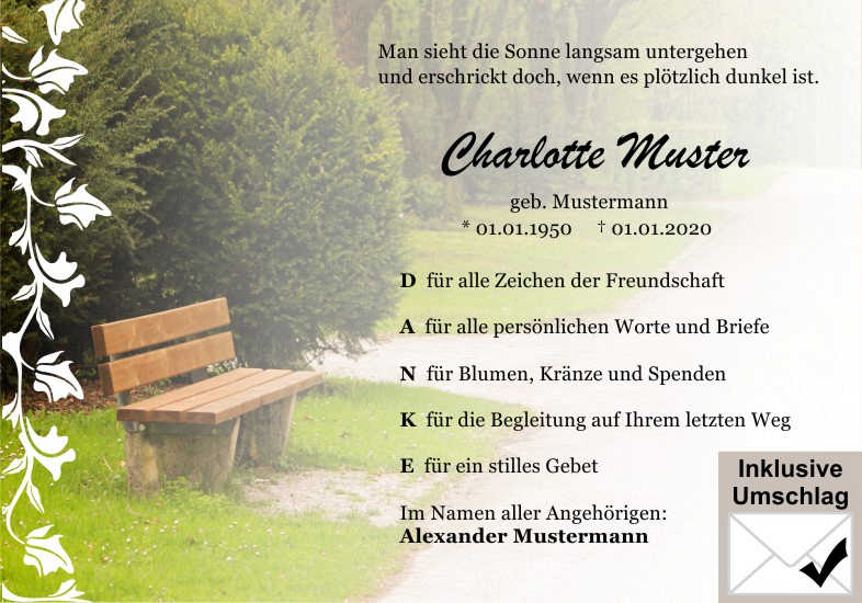  Danksagungskarten Trauer