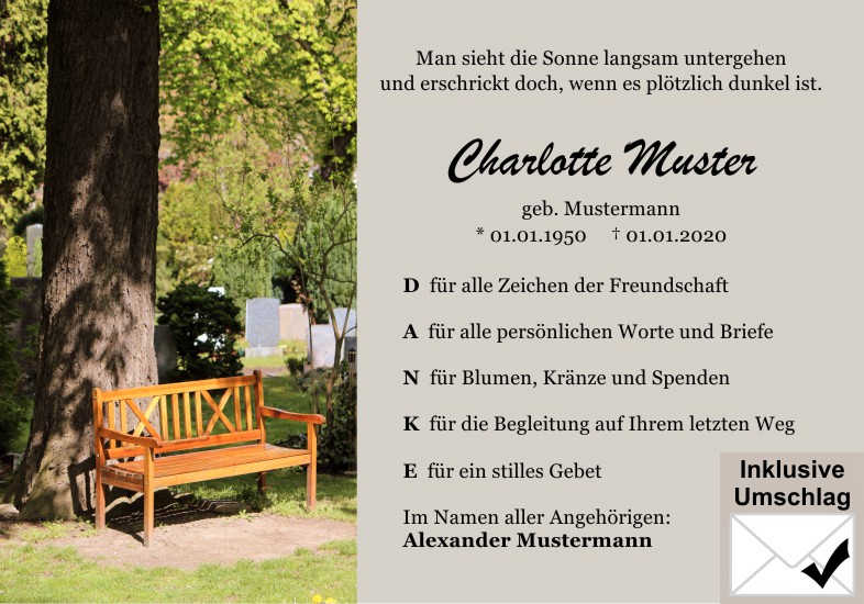  Danksagungskarten Trauer