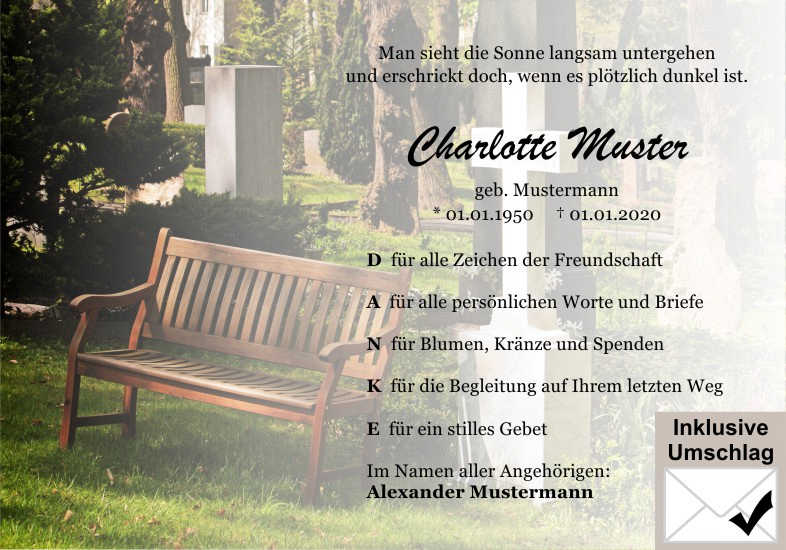  Danksagungskarten Trauer