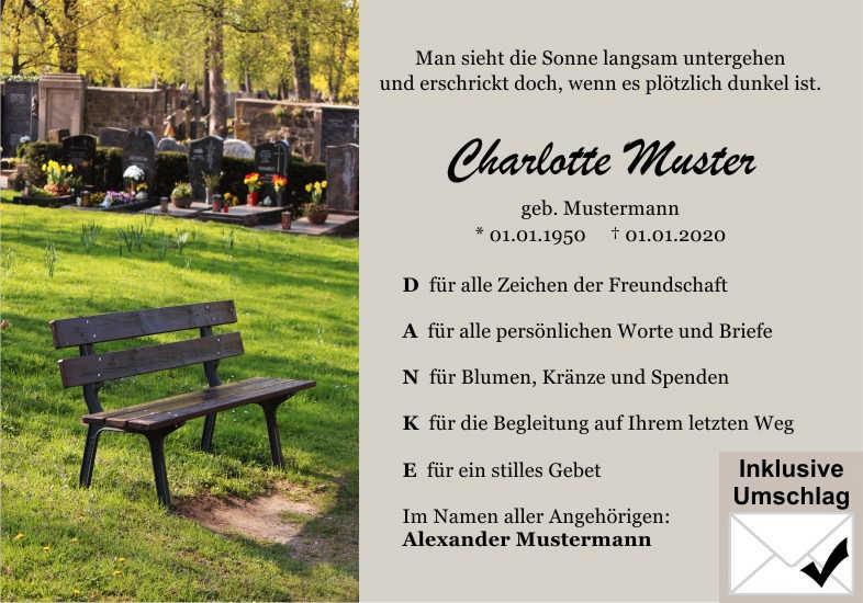  Danksagungskarten Trauer