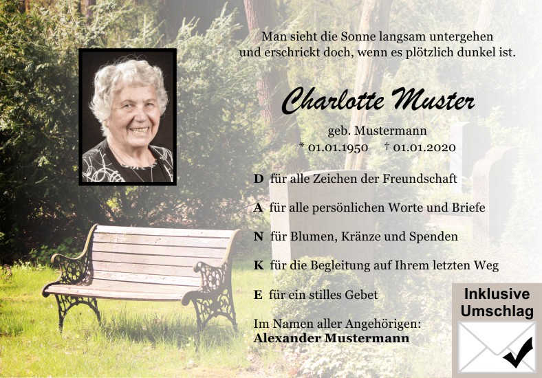  Danksagungskarten Trauer