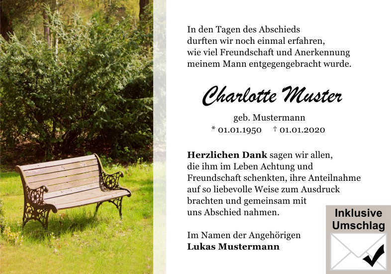  Danksagungskarten Trauer