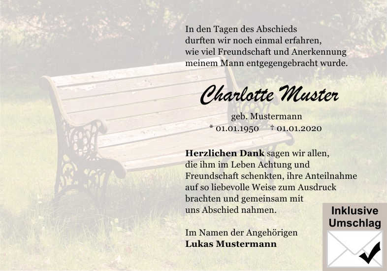  Danksagungskarten Trauer
