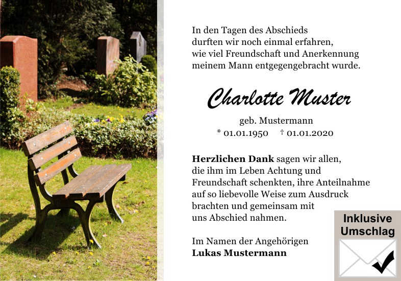  Danksagungskarten Trauer