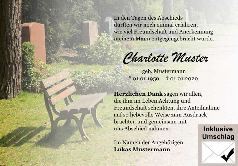  Danksagungskarten Trauer