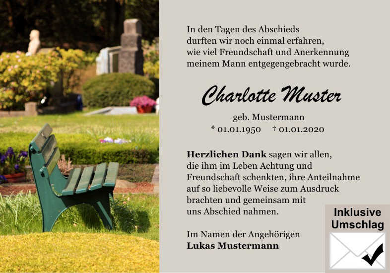  Danksagungskarten Trauer