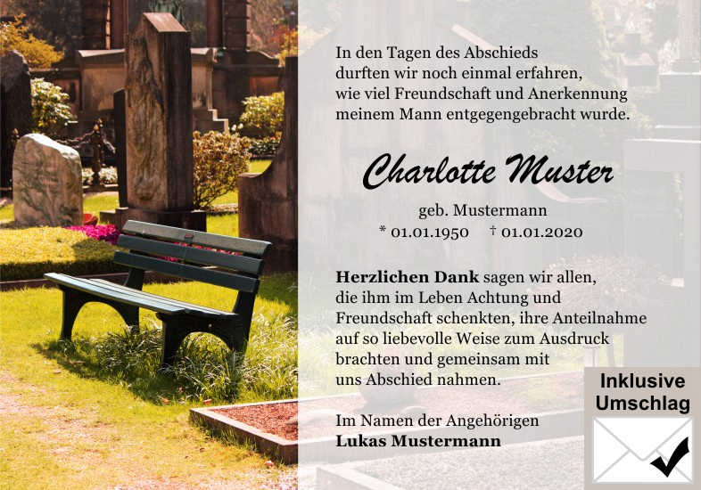  Danksagungskarten Trauer