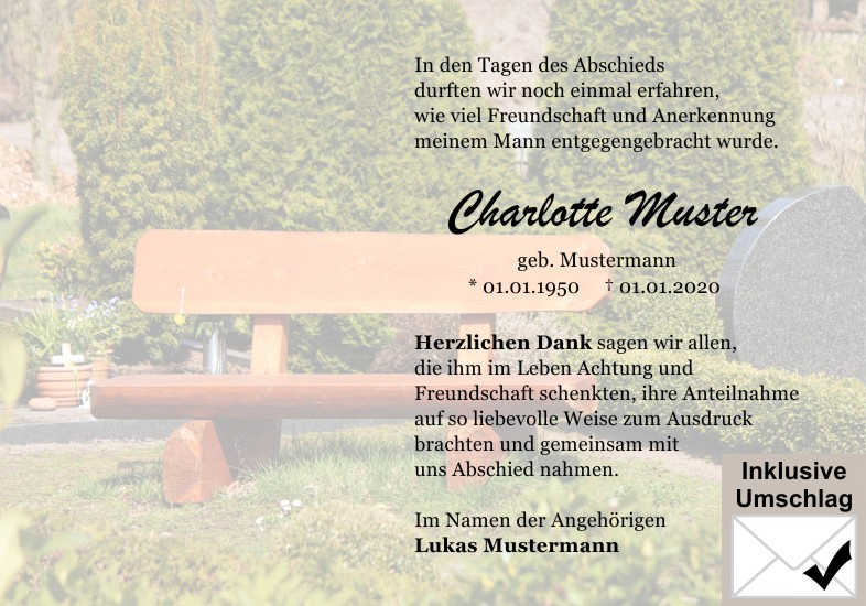  Danksagungskarten Trauer