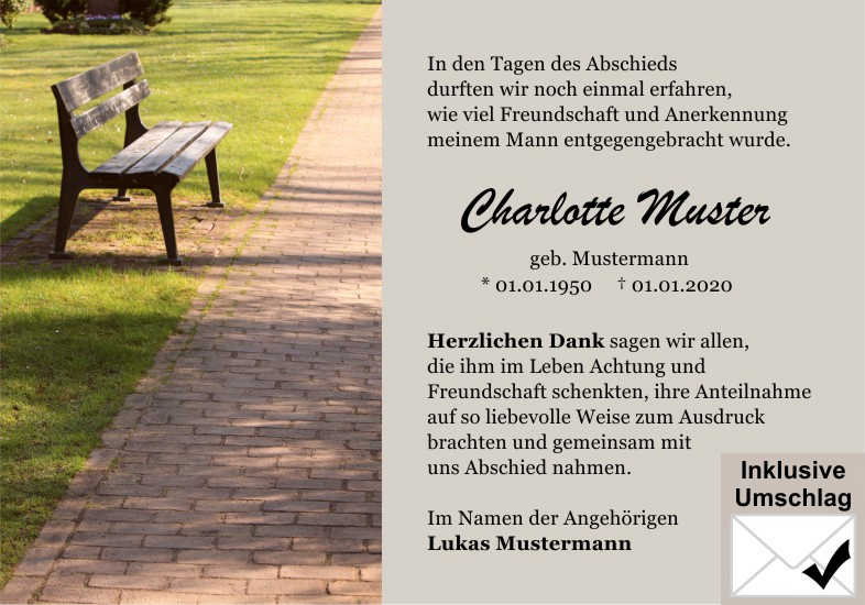  Danksagungskarten Trauer