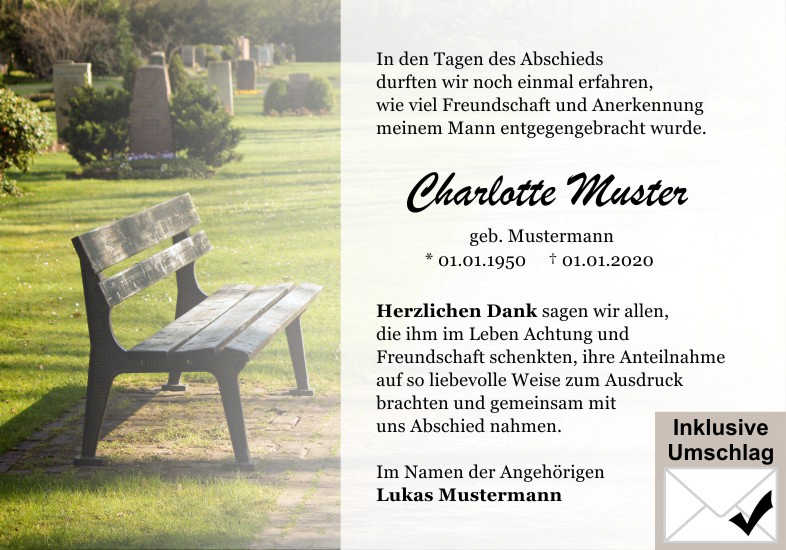  Danksagungskarten Trauer