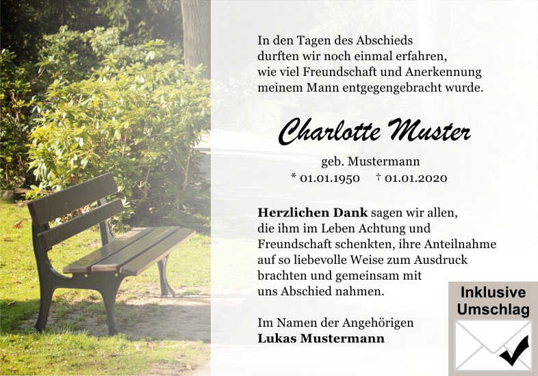  Danksagungskarten Trauer