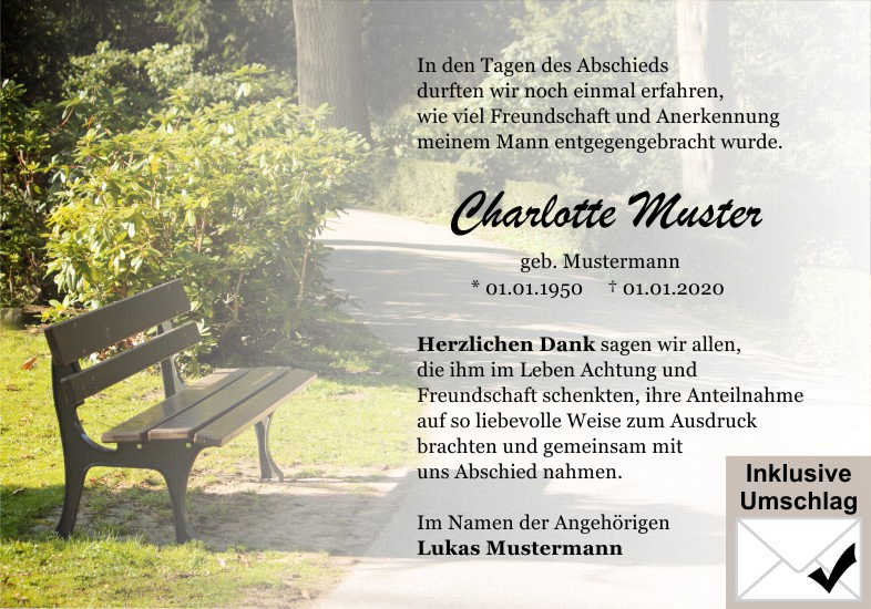  Danksagungskarten Trauer