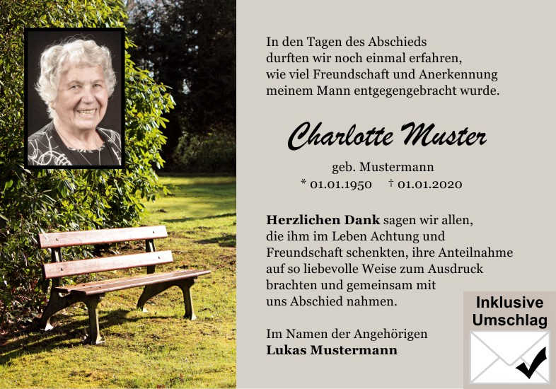  Danksagungskarten Trauer