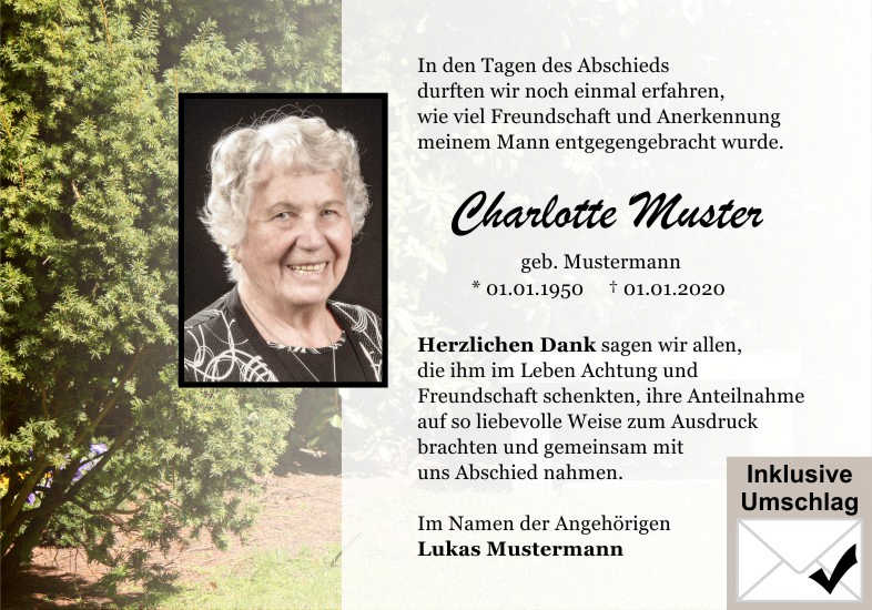  Danksagungskarten Trauer