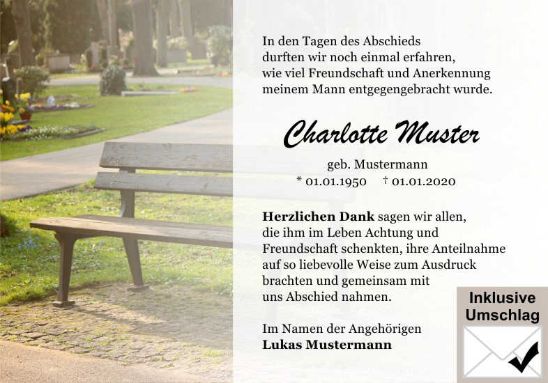  Danksagungskarten Trauer