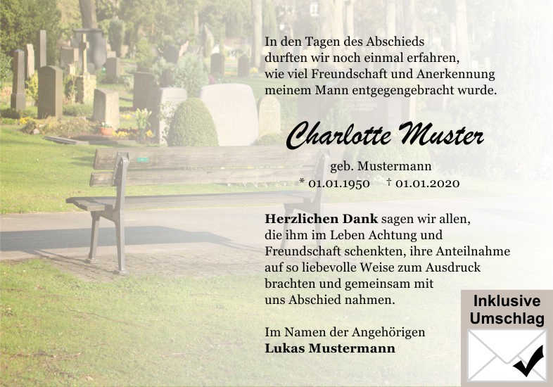  Danksagungskarten Trauer