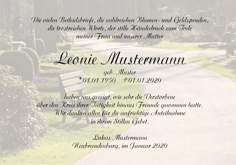  Danksagungskarten Trauer