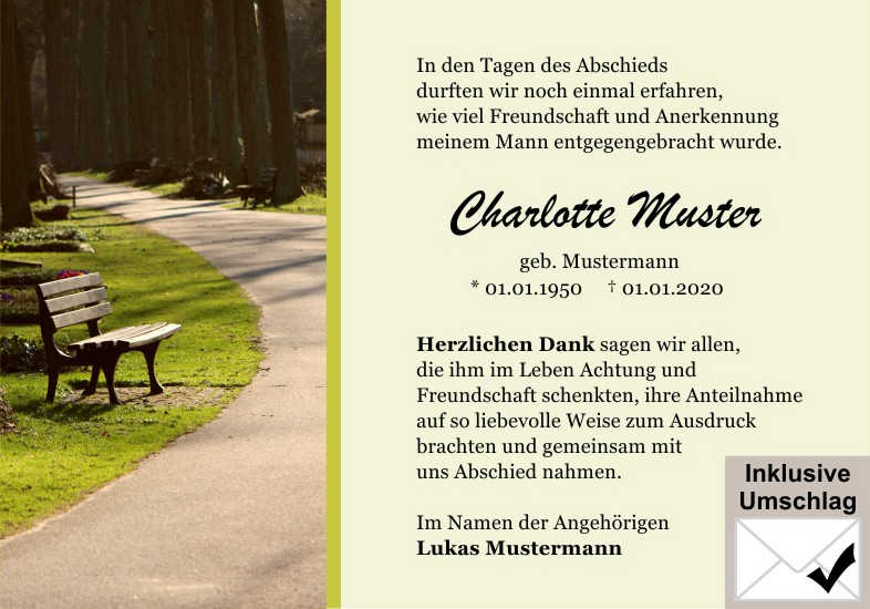  Danksagungskarten Trauer