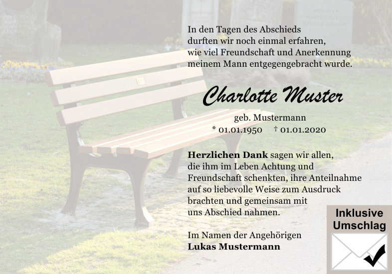  Danksagungskarten Trauer