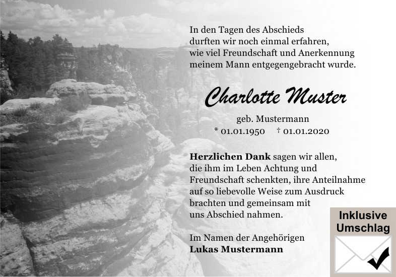  Danksagungskarten Trauer