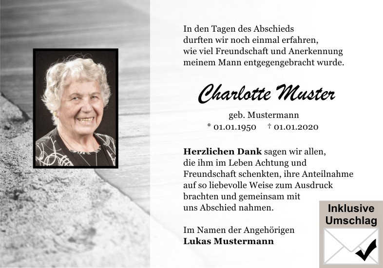  Danksagungskarten Trauer