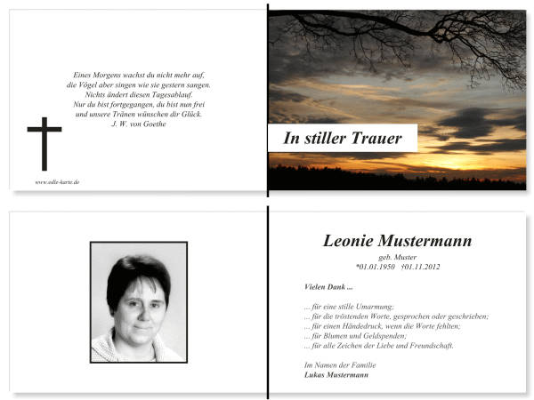  Danksagungskarten Trauer